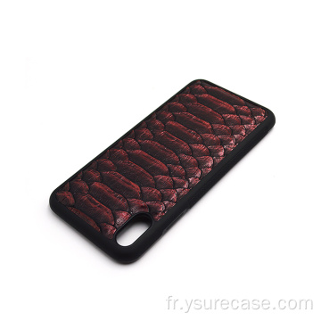 couverture de boîtier de téléphone en cuir de motif de luxe Python